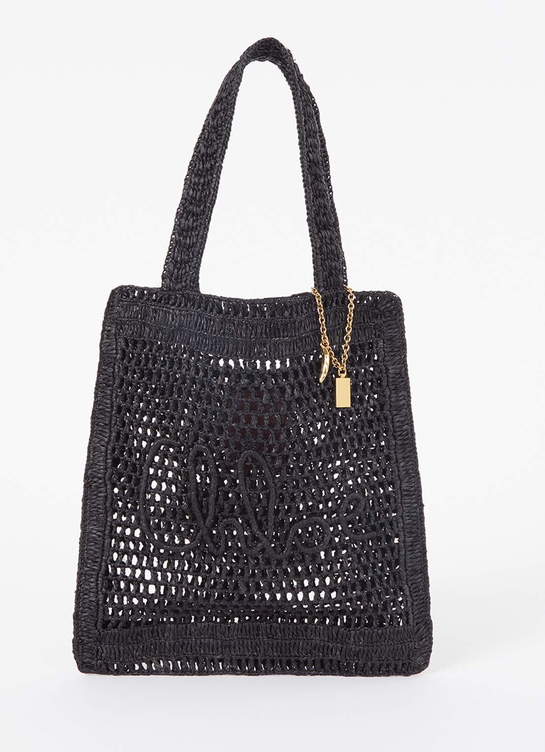 Chloé Summer Banana shopper van raffia - voorkant 5 zwart