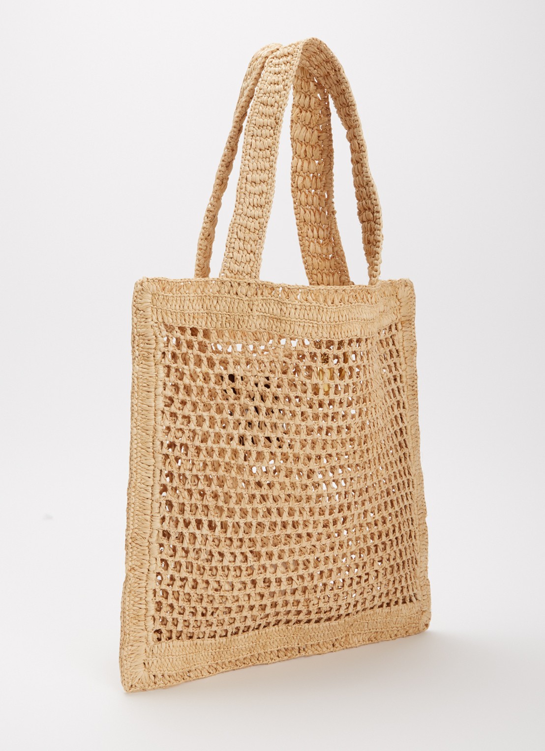Chloé Summer Banana shopper van raffia - achterkant beige