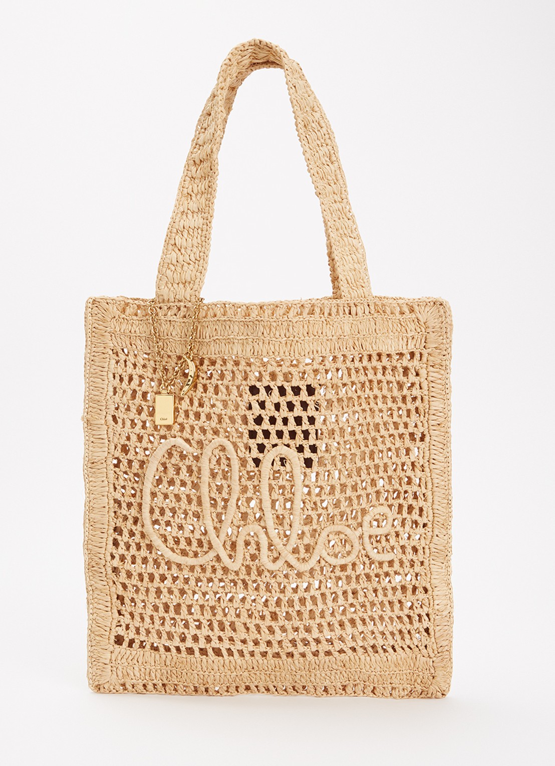 Chloé Summer Banana shopper van raffia - voorkant 6 beige
