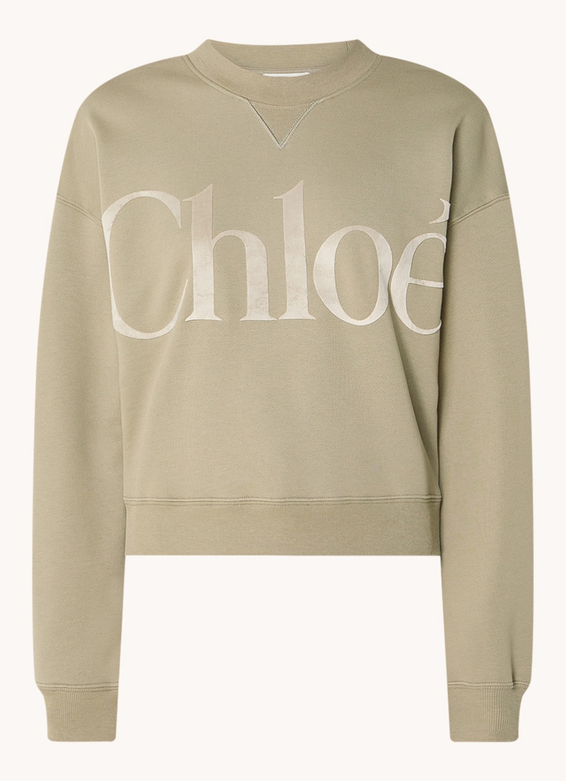 Chloé Sweater met flock logoprint - voorkant 3 zand
