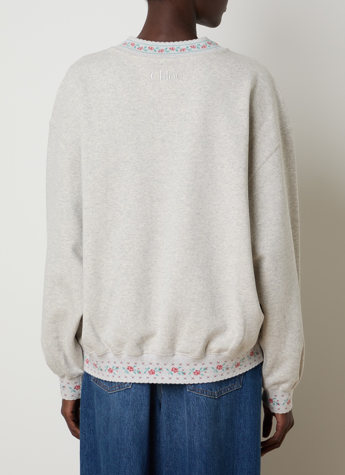 Chloé Sweater met logoborduring en ingebreid patroon - achterkant 3 grijs