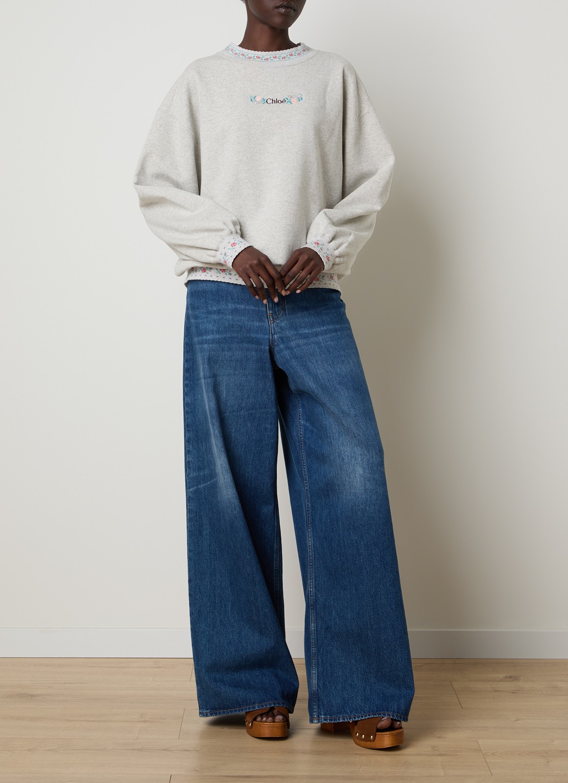 Chloé Sweater met logoborduring en ingebreid patroon - voorkant 5 grijs
