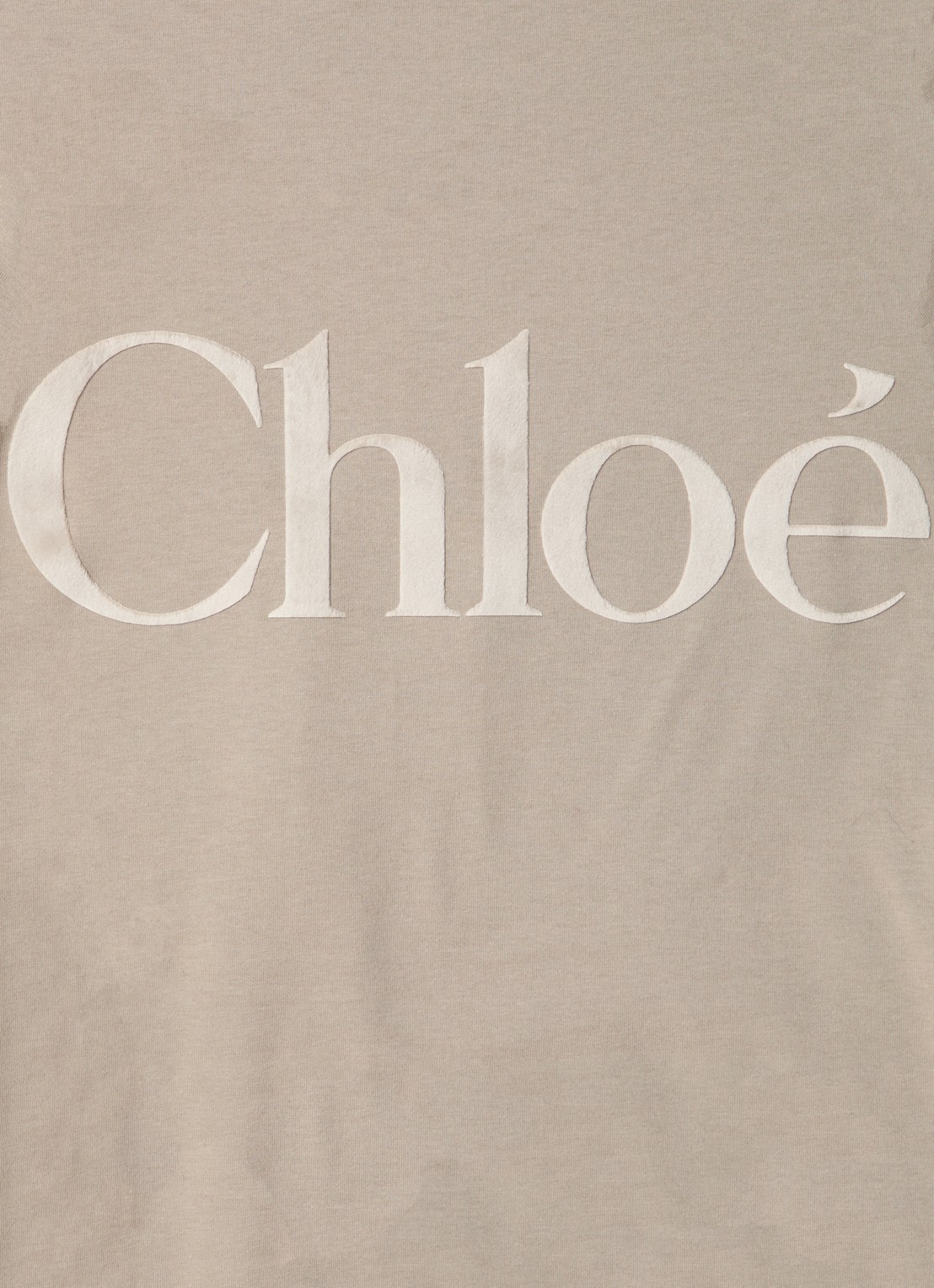 Chloé T-shirt met flock logoprint - detail 4 zand