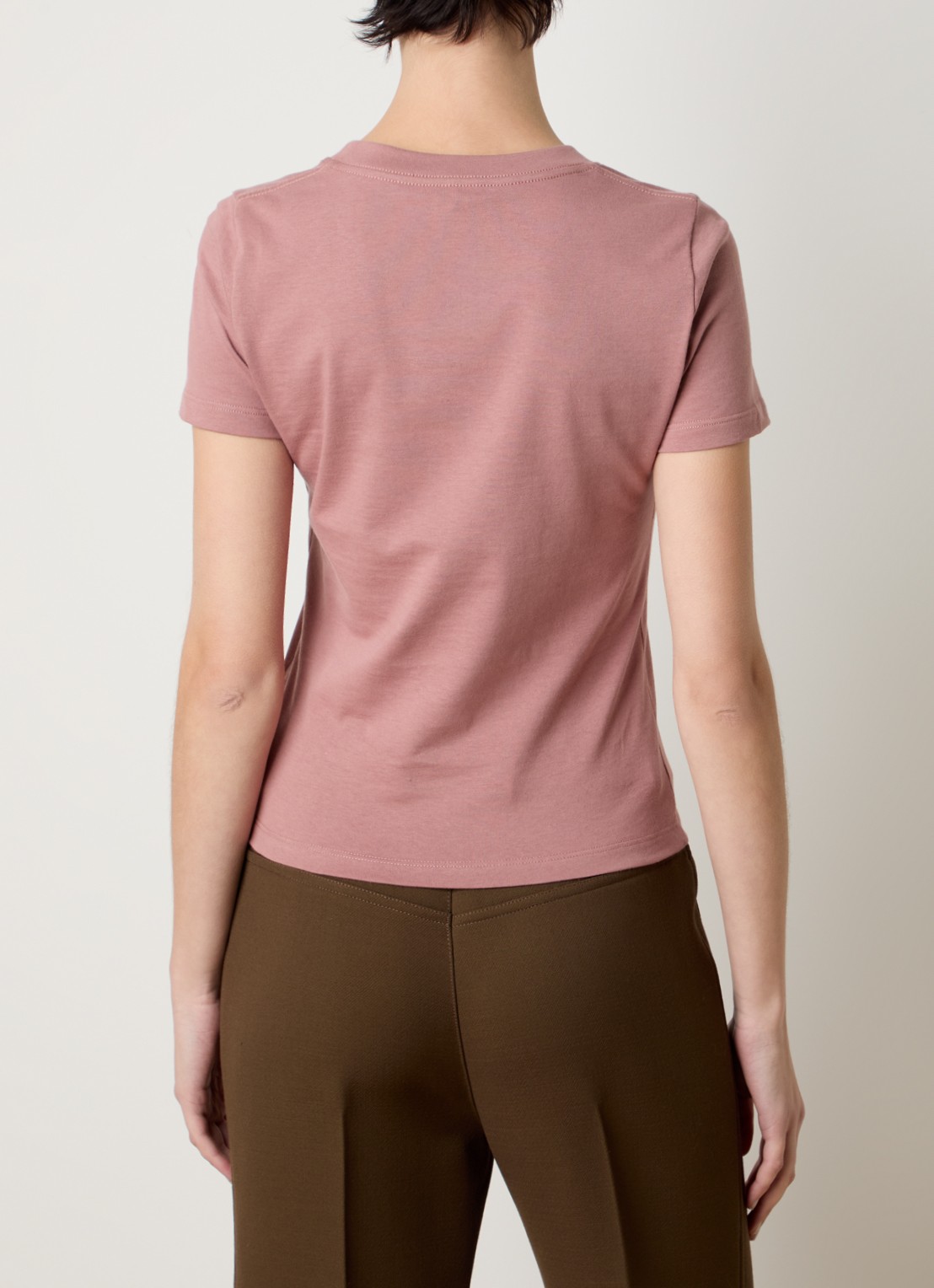 Chloé T-shirt met flock logoprint - achterkant 3 koraalroze