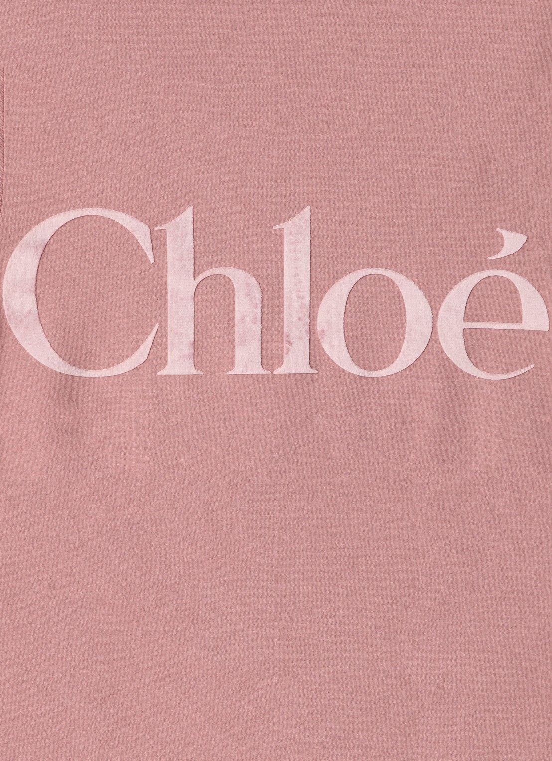 Chloé T-shirt met flock logoprint - detail 2 koraalroze