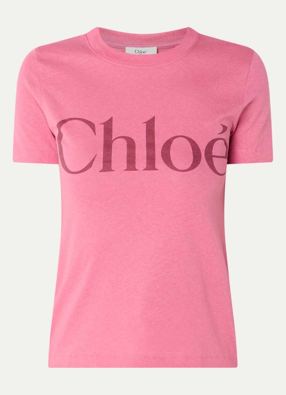 Chloé T-shirt met logoprint - voorkant 3 koraalroze
