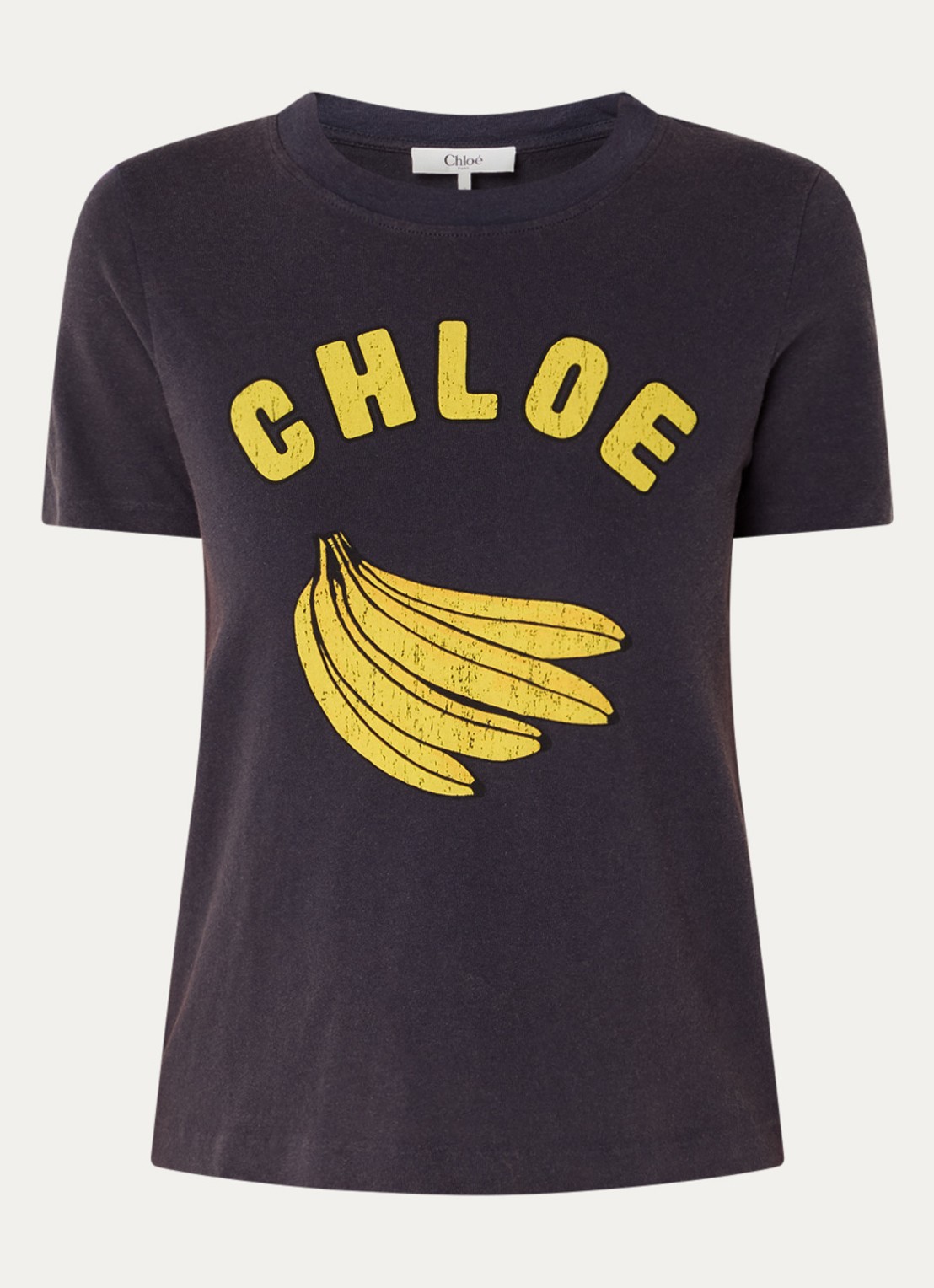 Chloé T-shirt met logoprint - voorkant donkerblauw