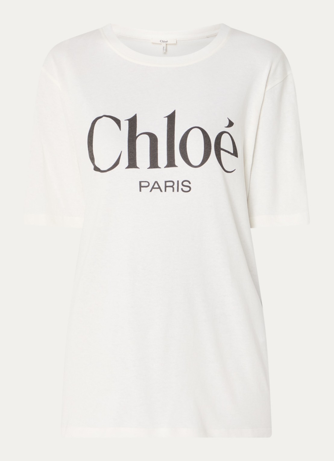 Chloé T-shirt met logoprint - voorkant gebroken wit