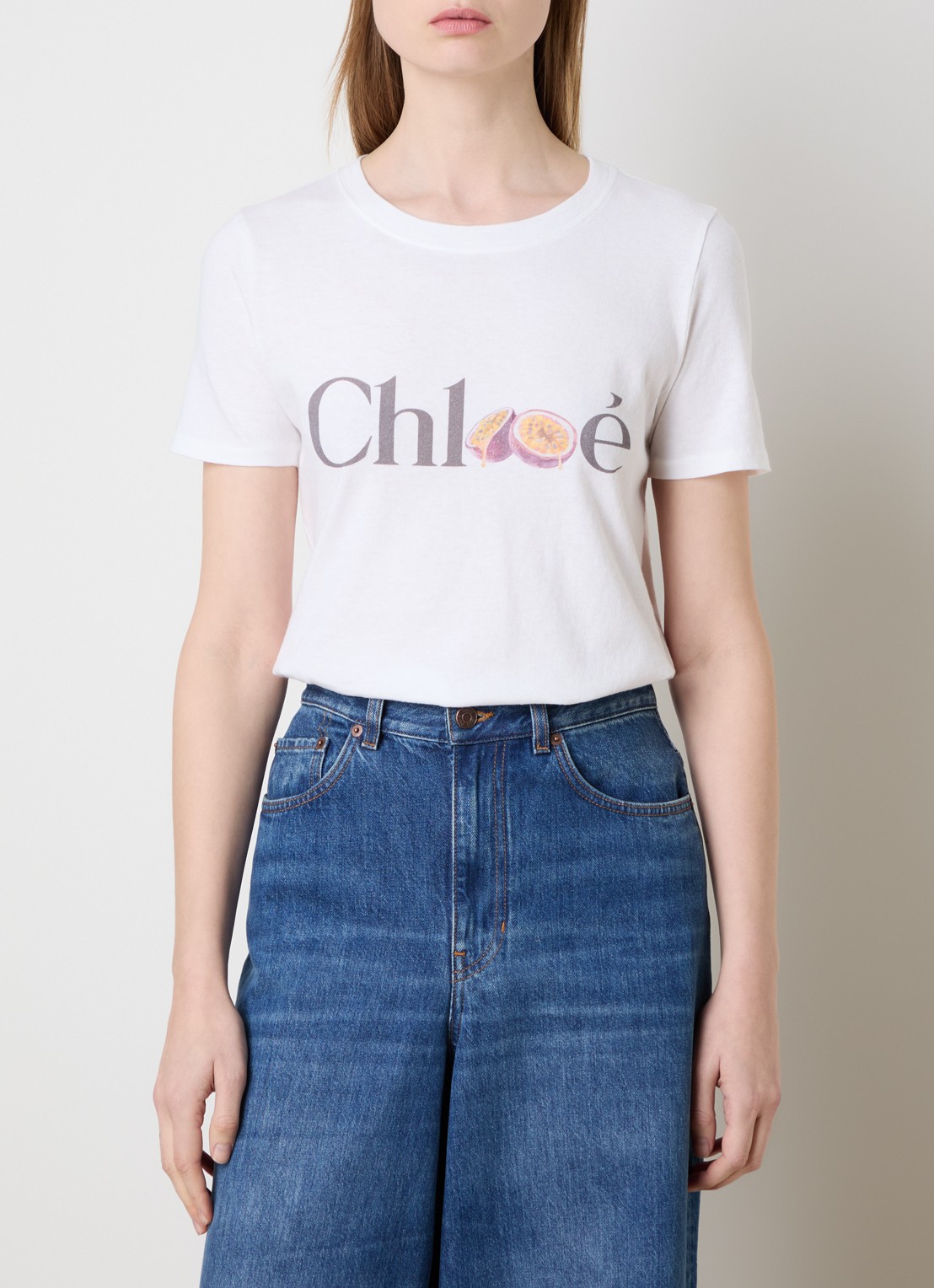 Chloé T-shirt met logoprint - detail 4 wit
