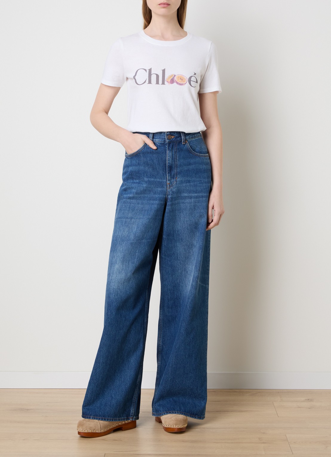Chloé T-shirt met logoprint - voorkant 3 wit