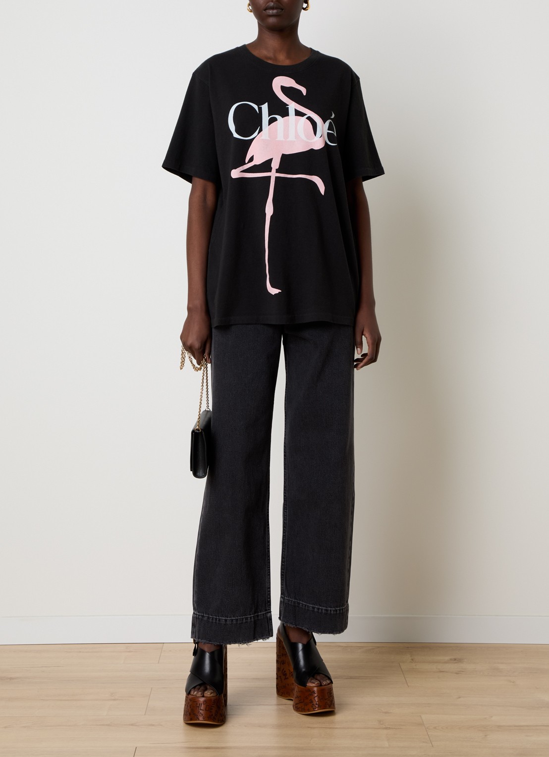Chloé T-shirt met logoprint - voorkant 2 zwart