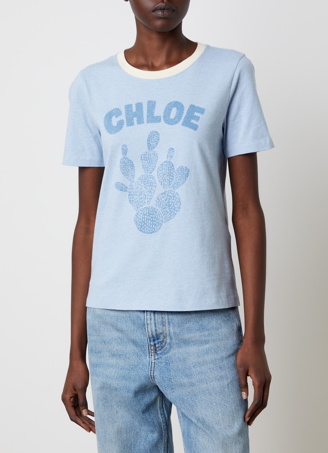 Chloé T-shirt met logoprint - detail blauw