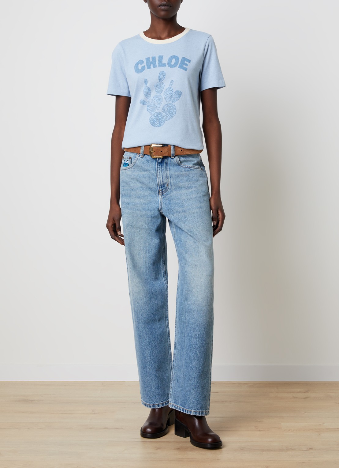 Chloé T-shirt met logoprint - voorkant 4 blauw