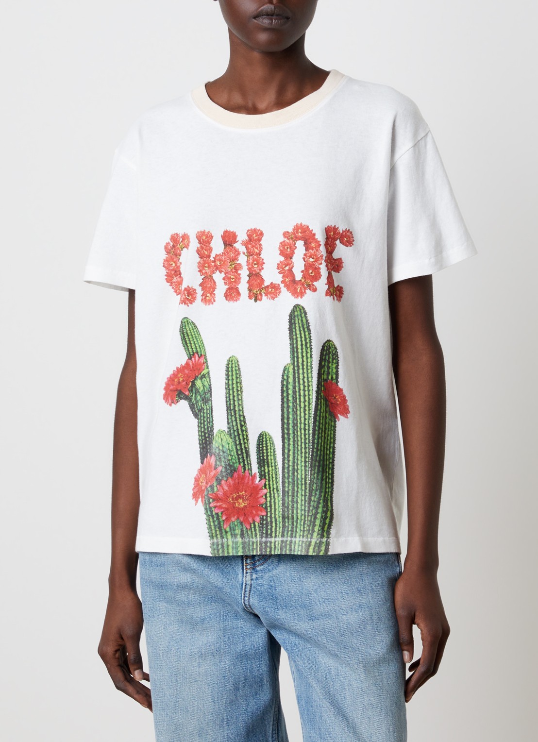 Chloé T-shirt met logoprint - detail wit