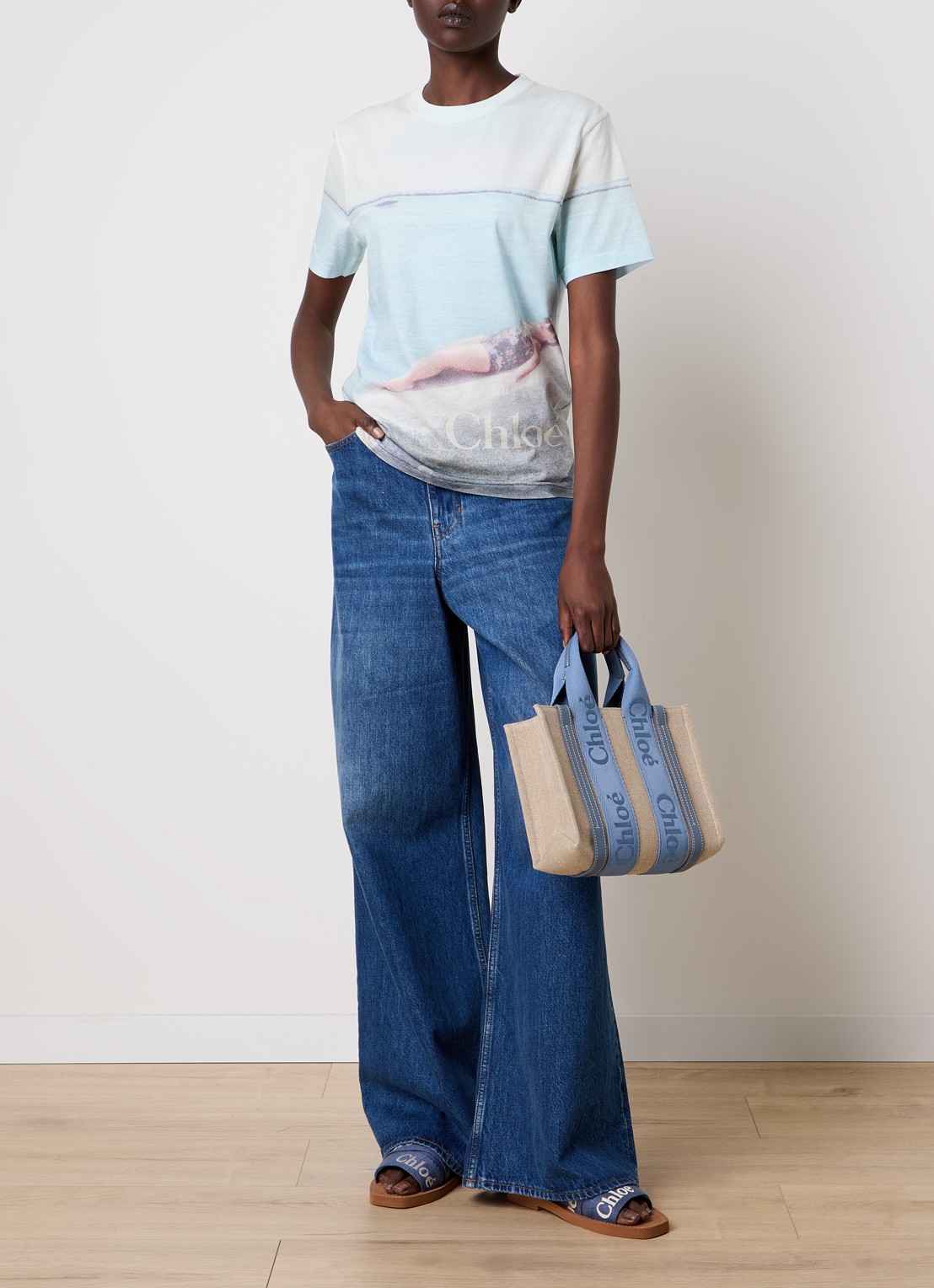 Chloé T-shirt met print - voorkant 2 lichtblauw