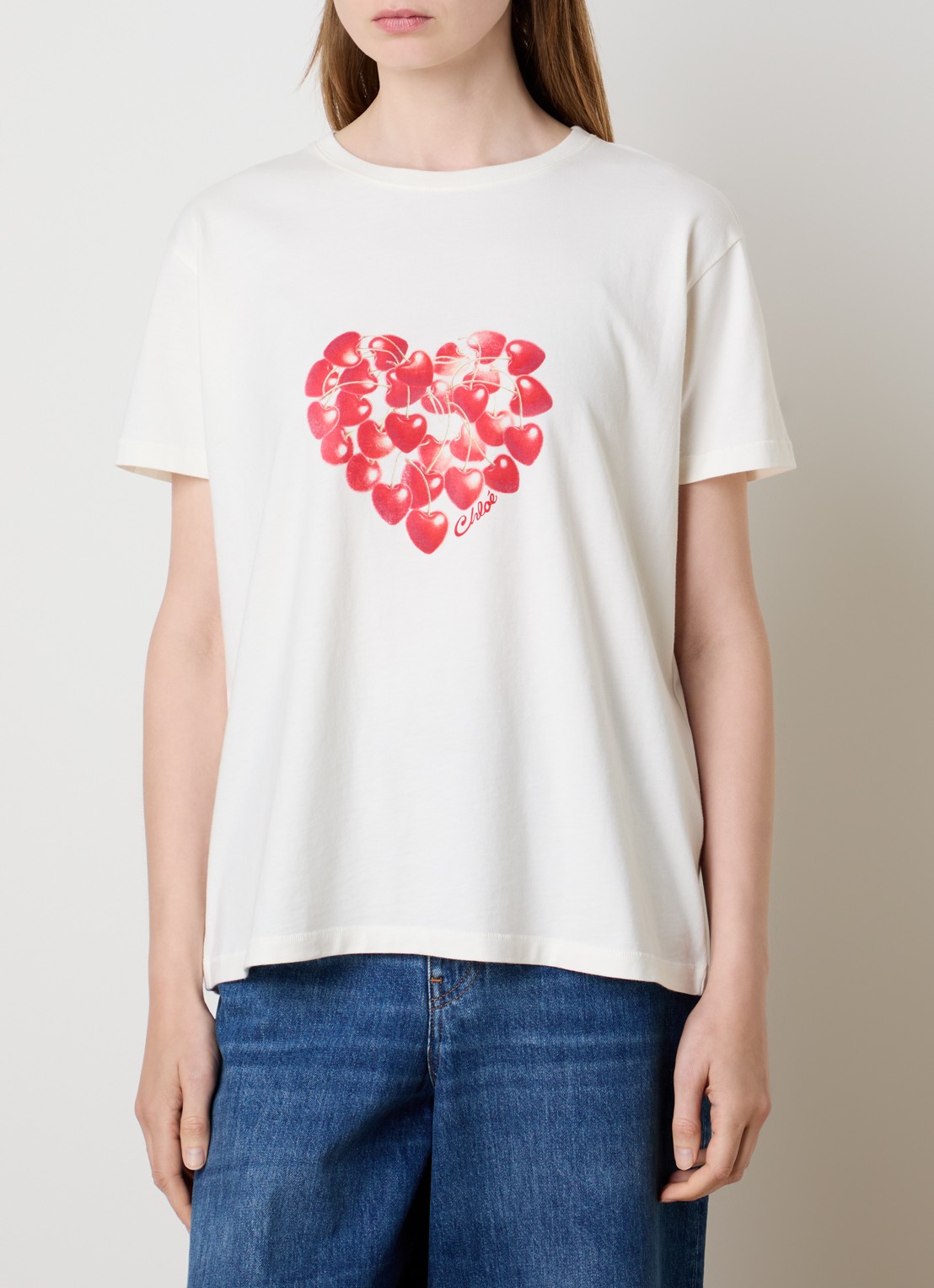 Chloé T-shirt met print - detail 2 gebroken wit