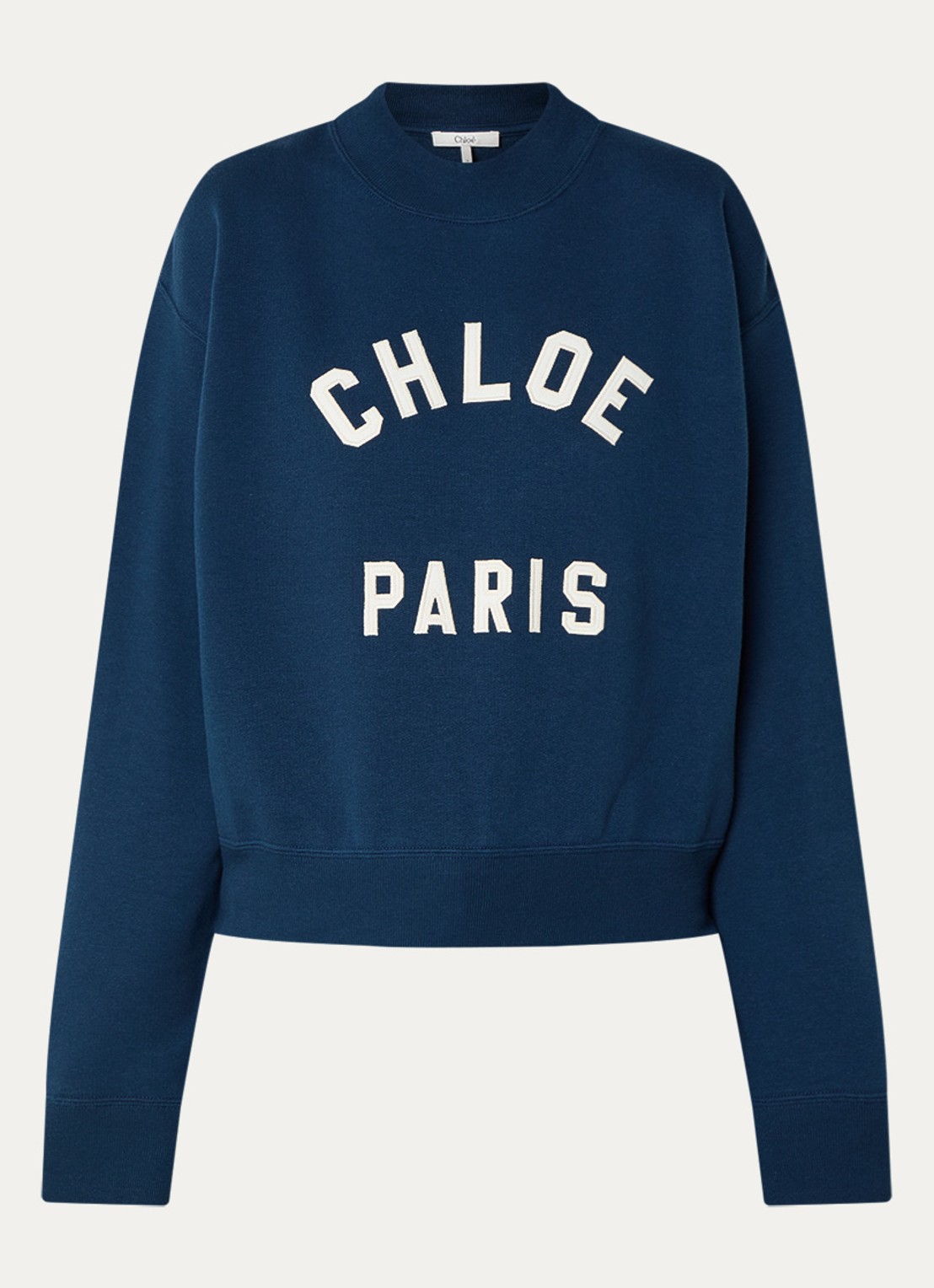 Chloé Tanktop met ribstructuur en logoborduring - voorkant 3 donkerblauw
