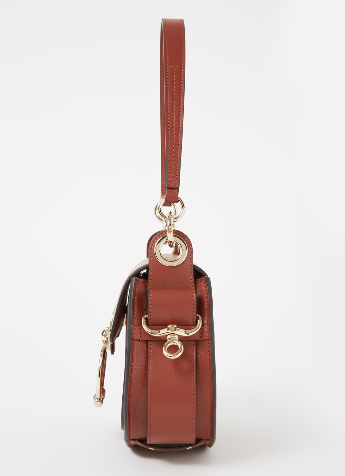 Chloé Tess Small schoudertas van kalfsleer met suède details - detail 5 roodbruin