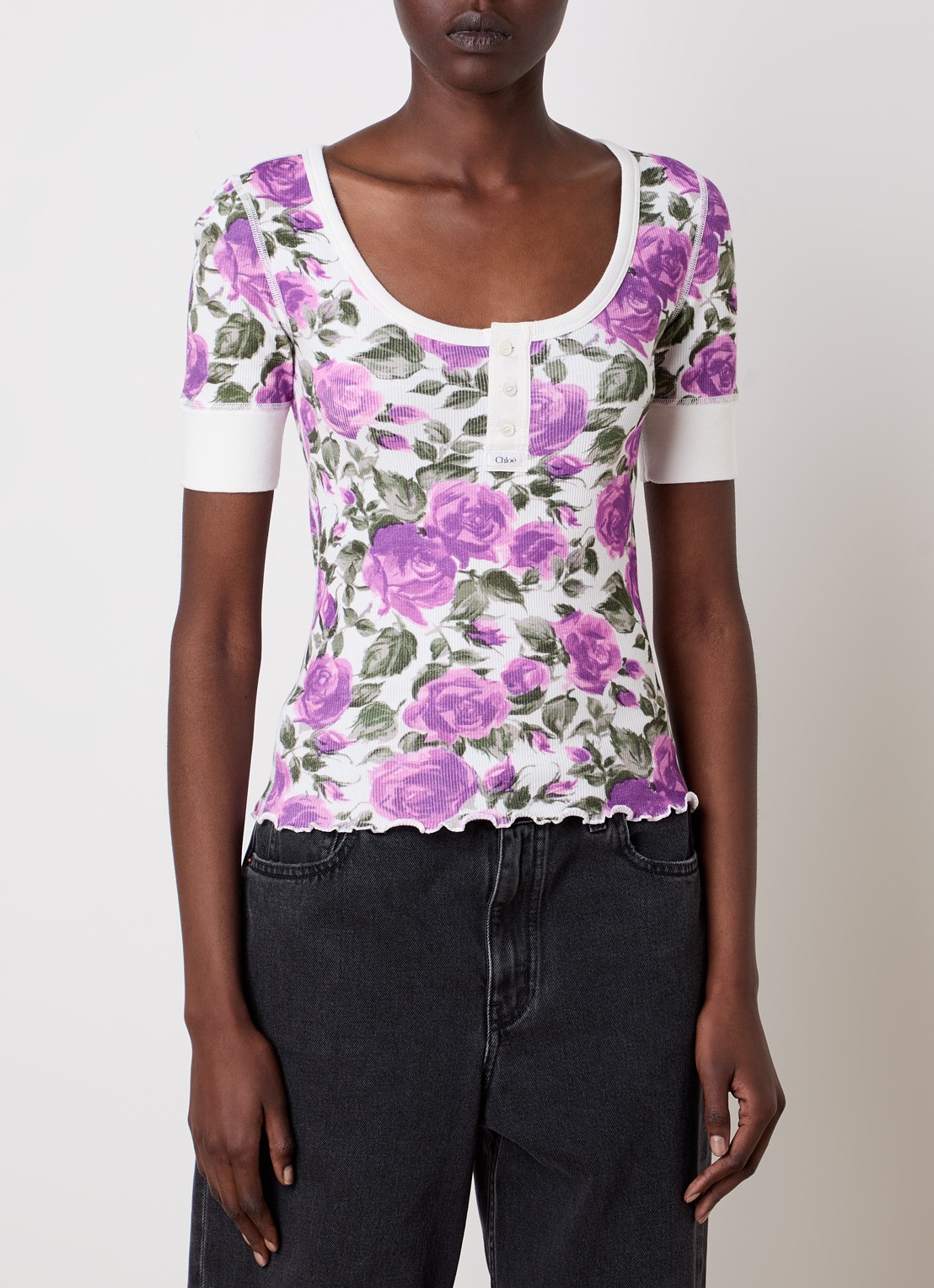 Chloé Top met bloemenprint - detail 3 paars