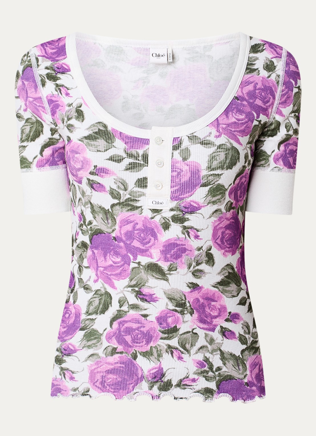 Chloé Top met bloemenprint - voorkant paars