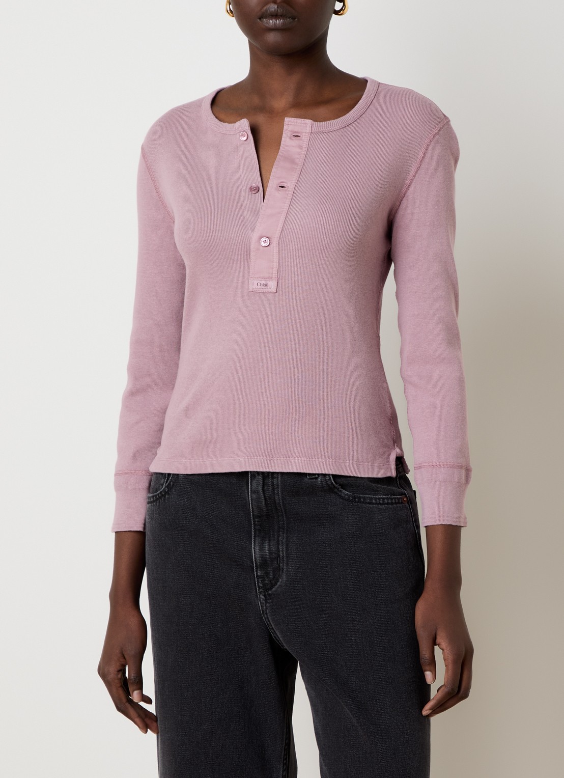 Chloé Top met ribstructuur - detail 3 oudroze