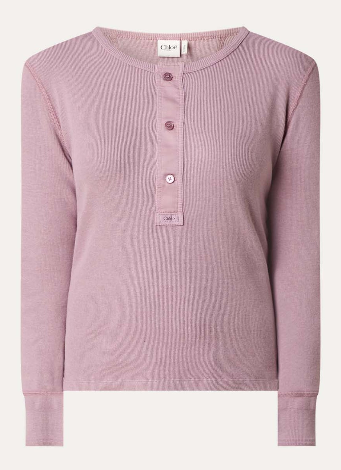 Chloé Top met ribstructuur - voorkant oudroze