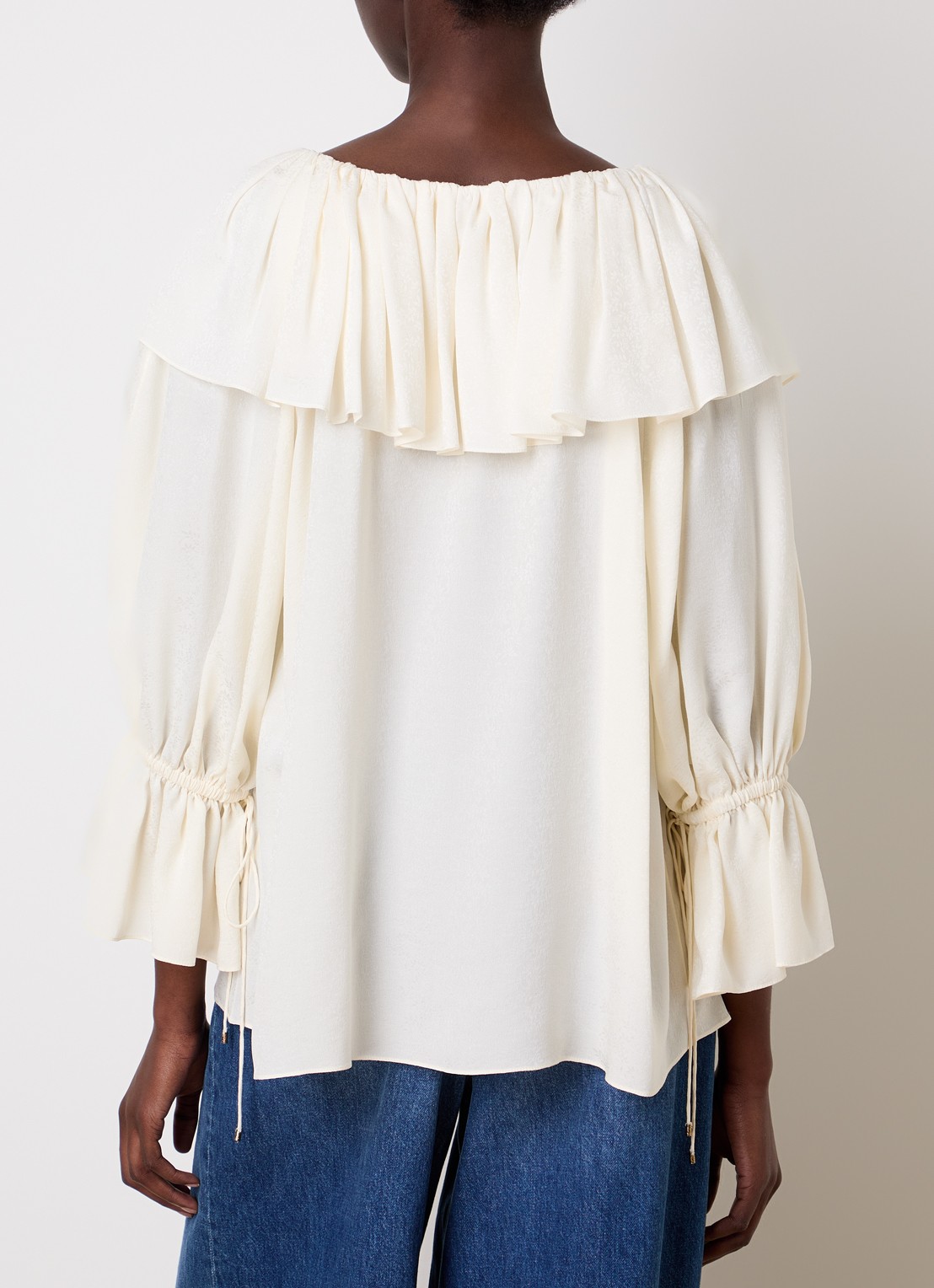 Chloé Top van zijde met strikdetail - achterkant 3 creme