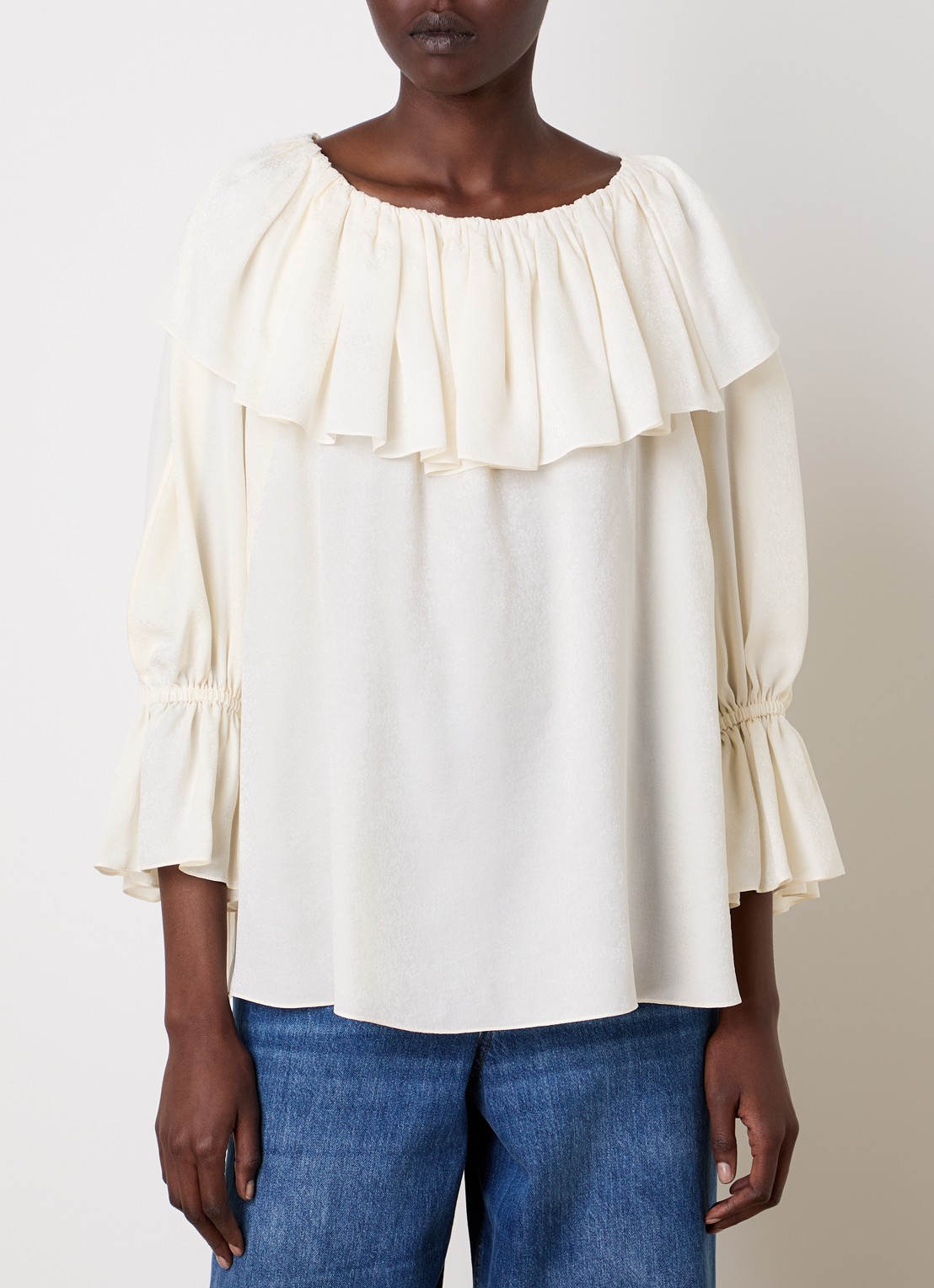Chloé Top van zijde met strikdetail - detail 4 creme