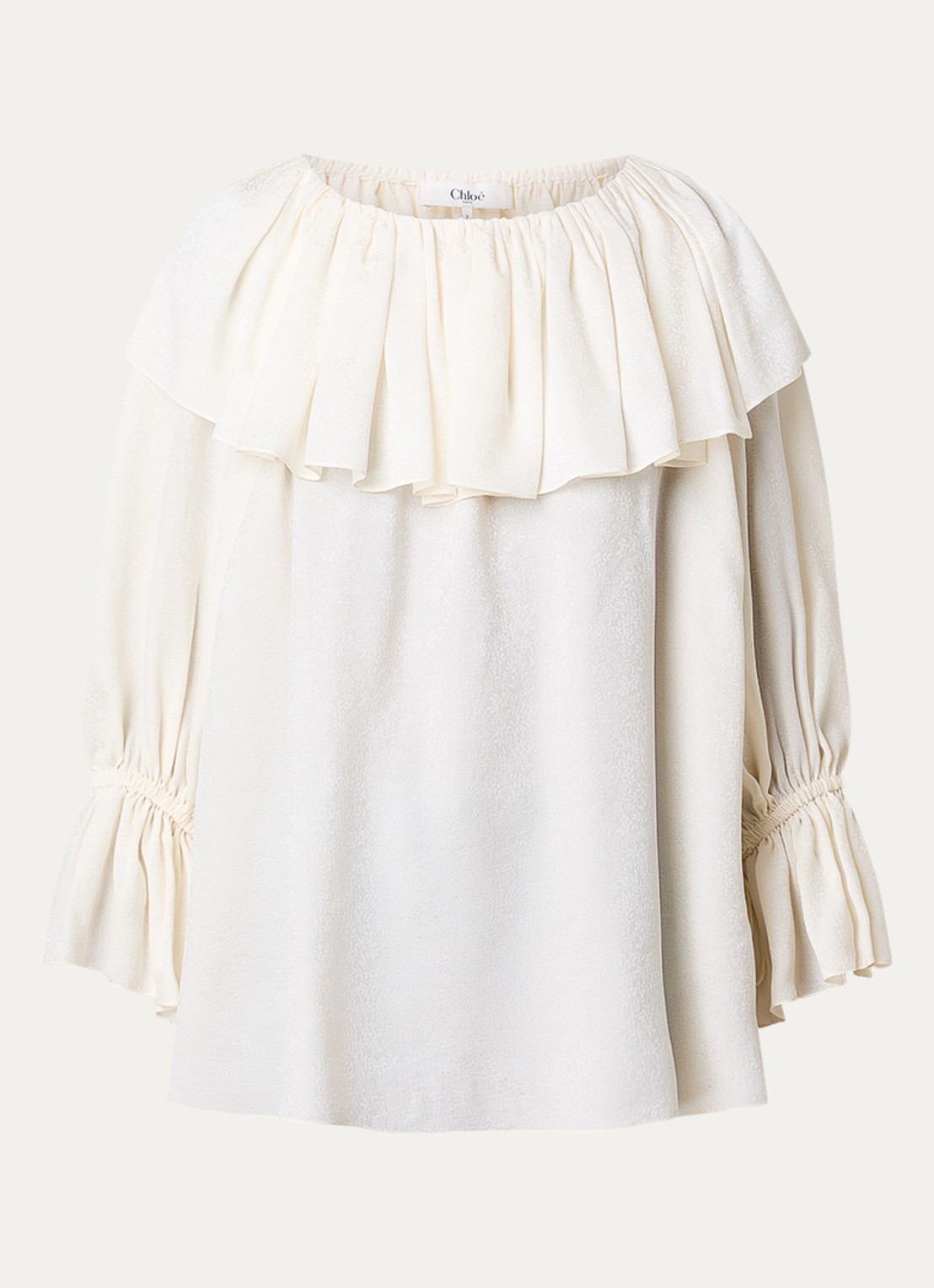 Chloé Top van zijde met strikdetail - voorkant creme