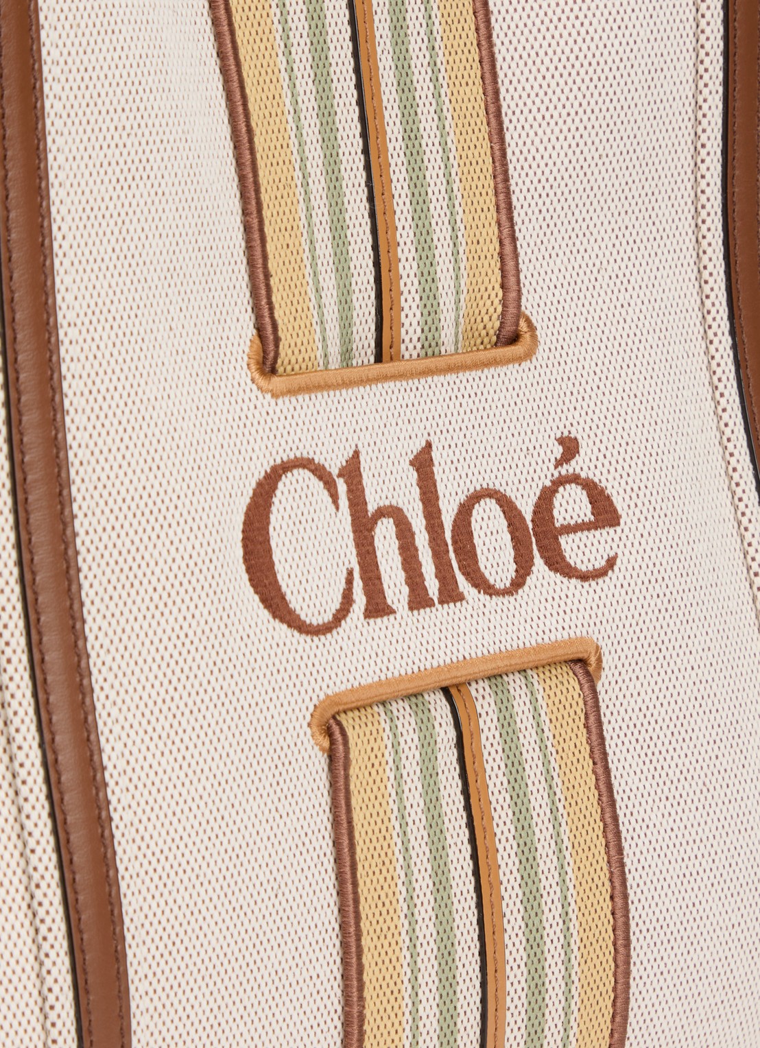 Chloé Woody Loop Medium schoudertas van canvas met kalfsleren details - detail 4 beige