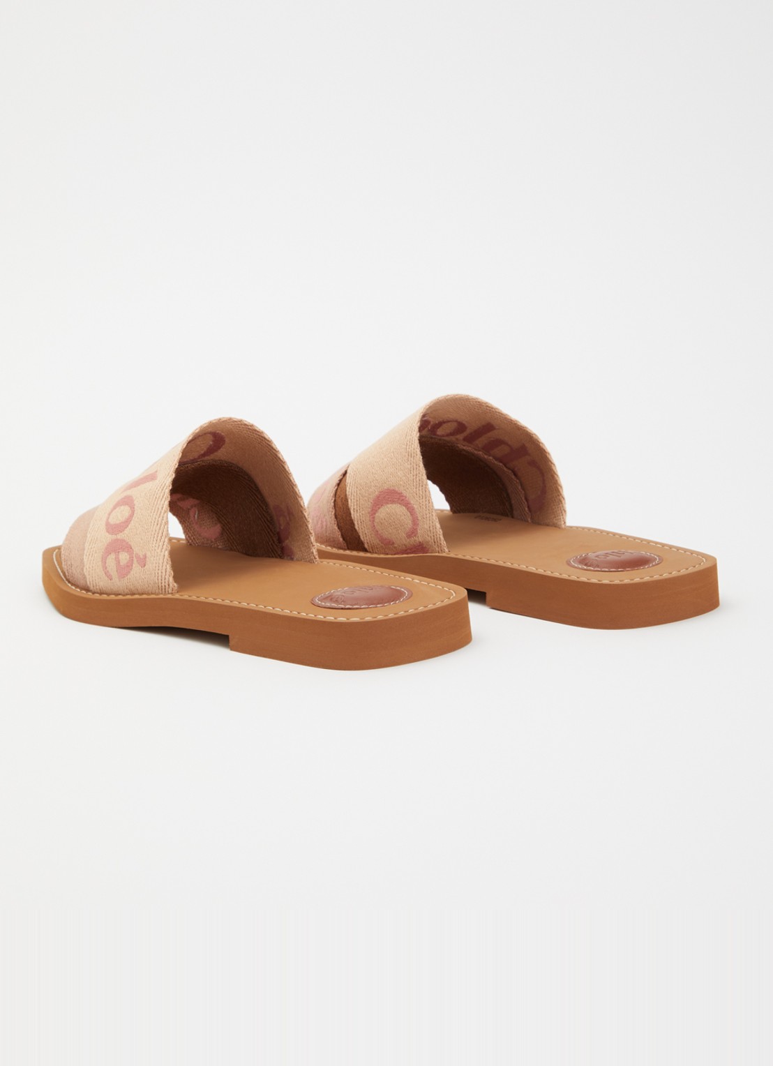 Chloé Woody slipper met logo - achterkant camel