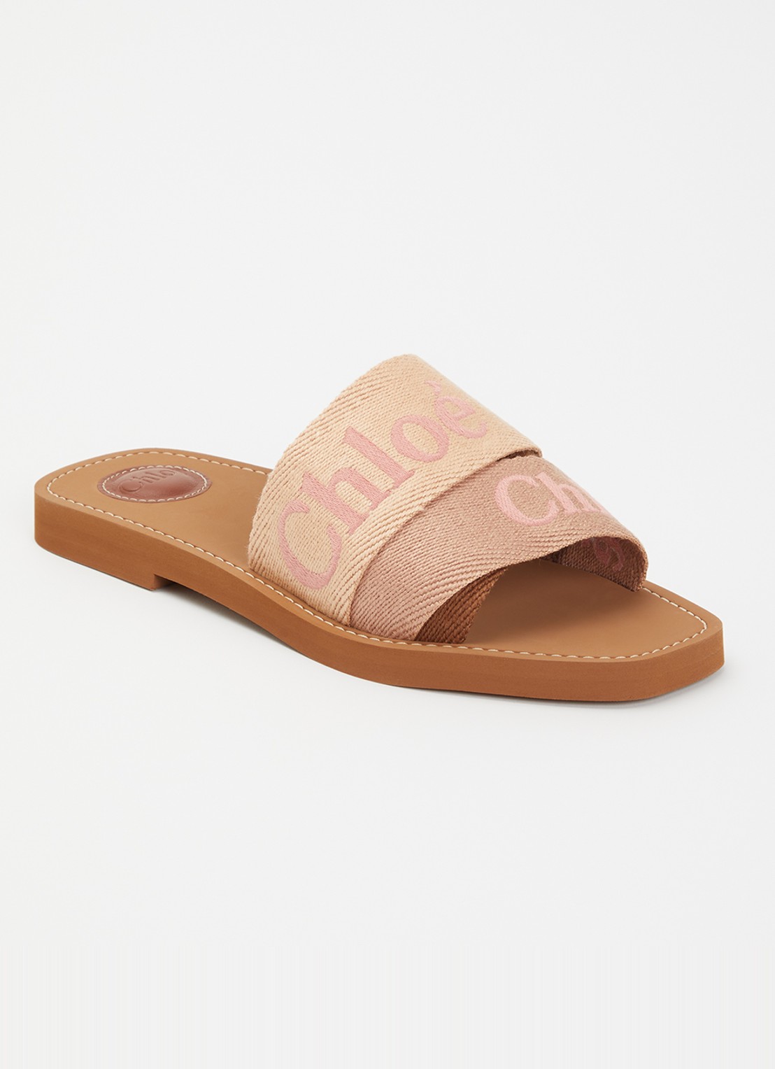 Chloé Woody slipper met logo - voorkant 2 camel