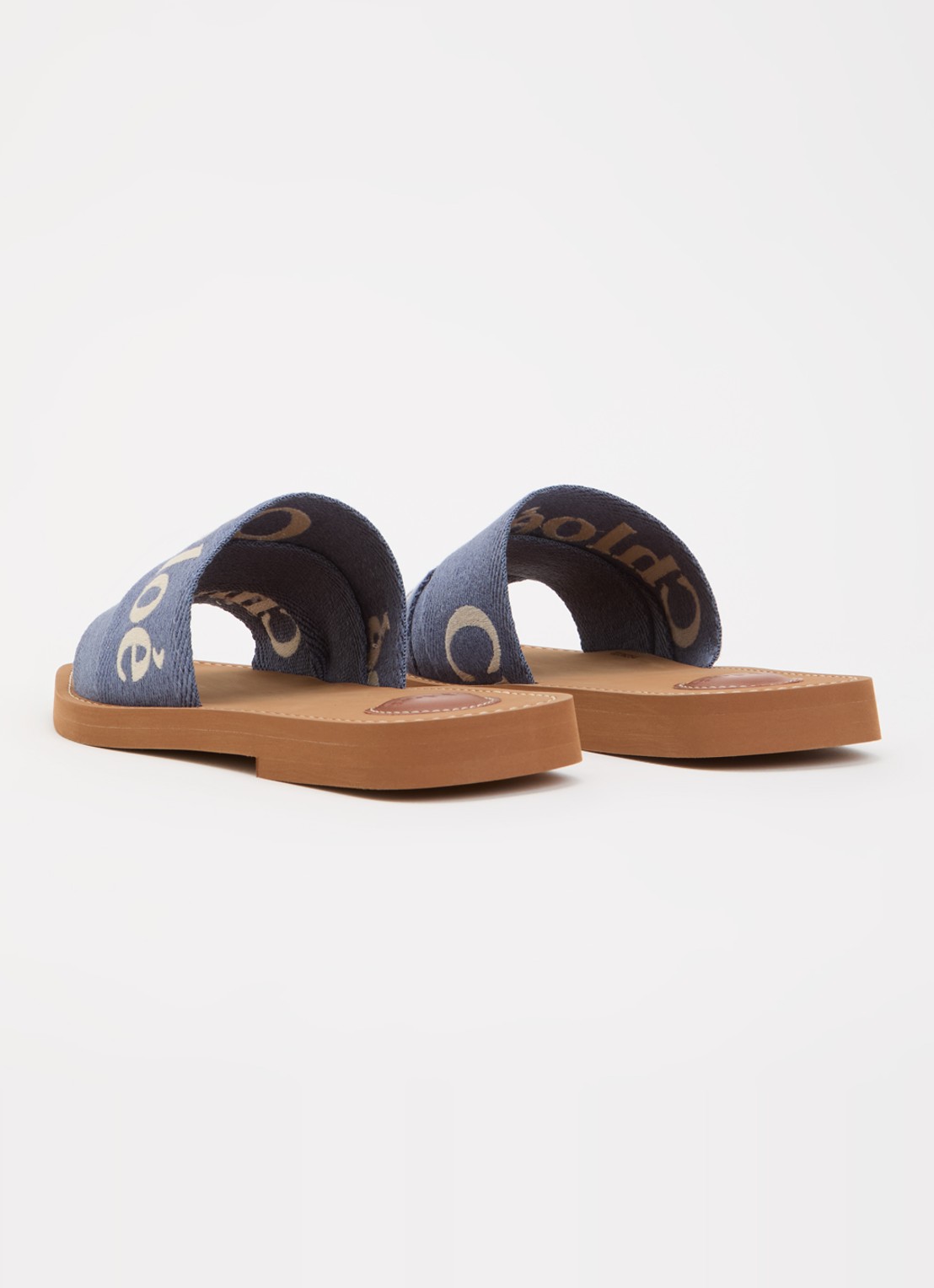 Chloé Woody slipper met logo - achterkant 3 blauw