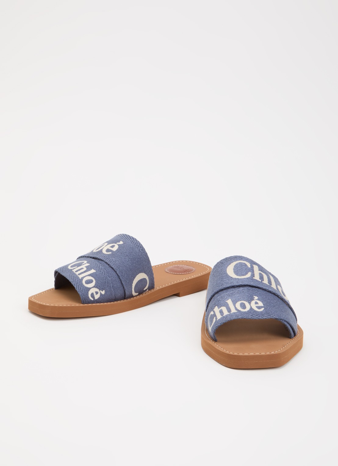 Chloé Woody slipper met logo - detail 4 blauw