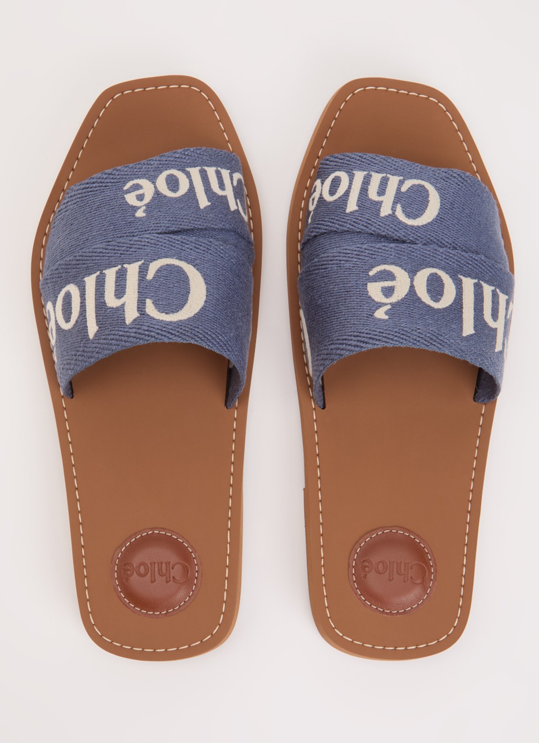 Chloé Woody slipper met logo - detail 5 blauw