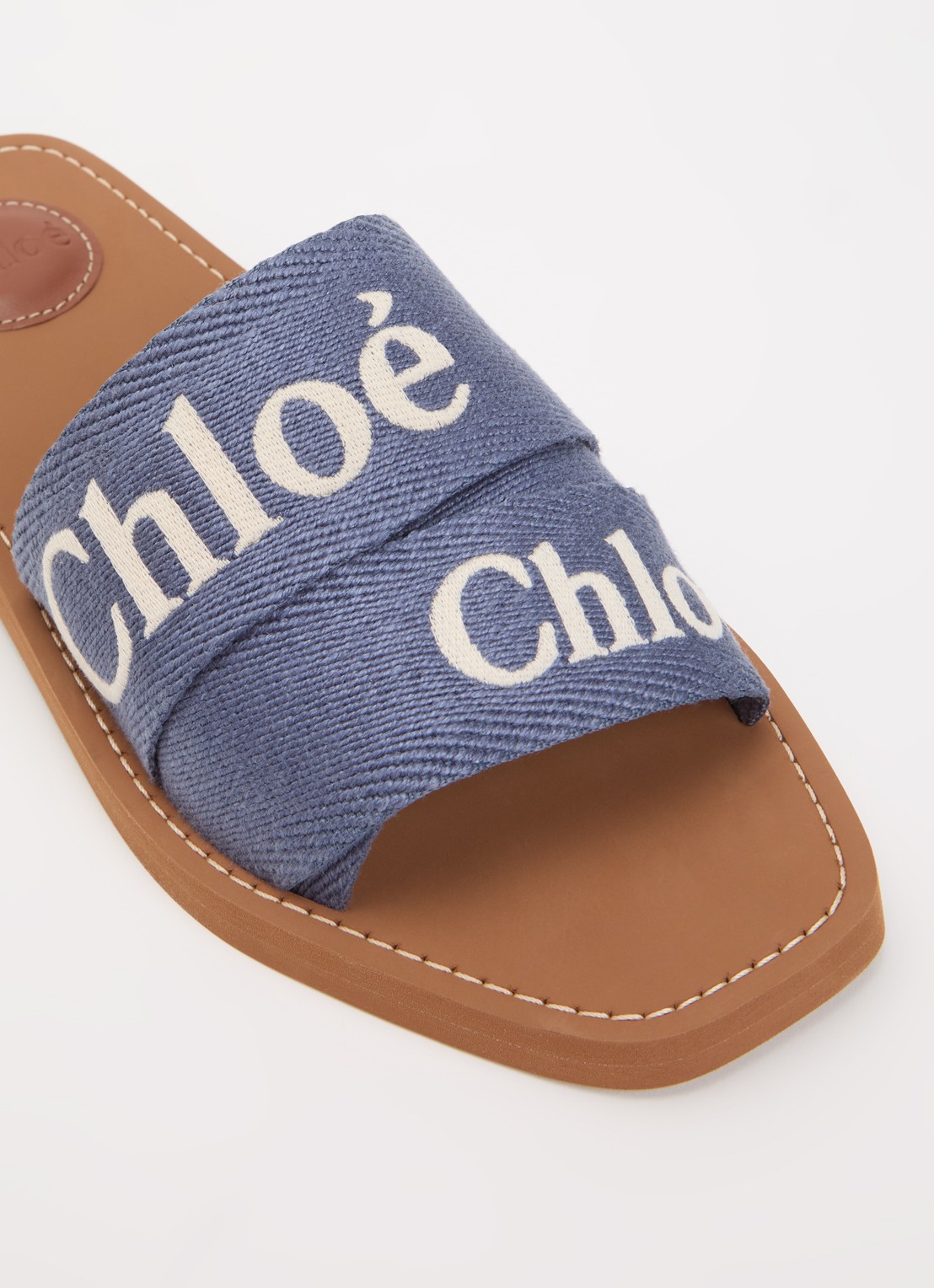 Chloé Woody slipper met logo - detail 7 blauw