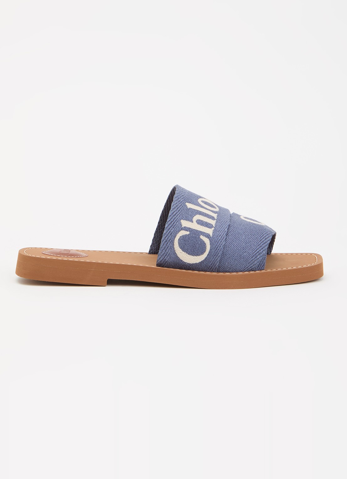 Chloé Woody slipper met logo - voorkant blauw