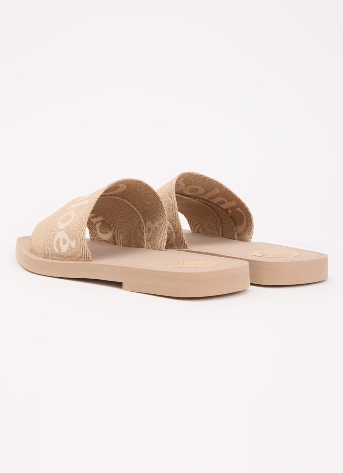 Chloé Woody slipper van canvas met logo - achterkant oudroze