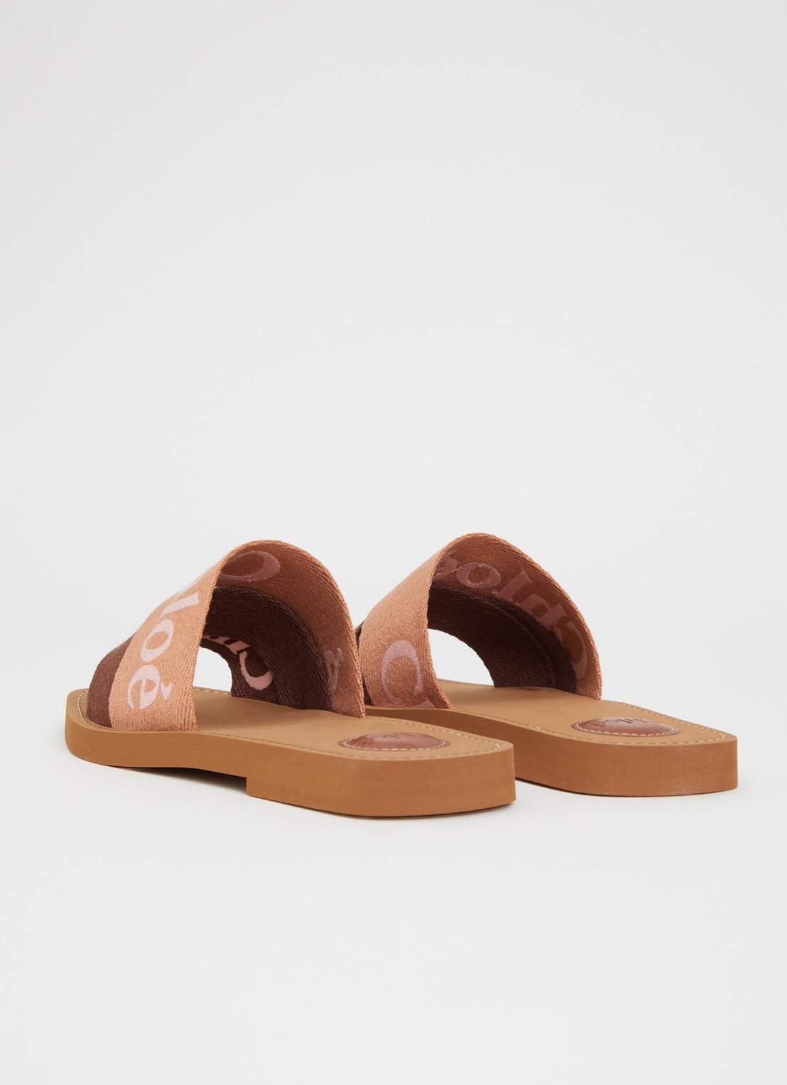 Chloé Woody slipper van canvas met logo - achterkant oudroze