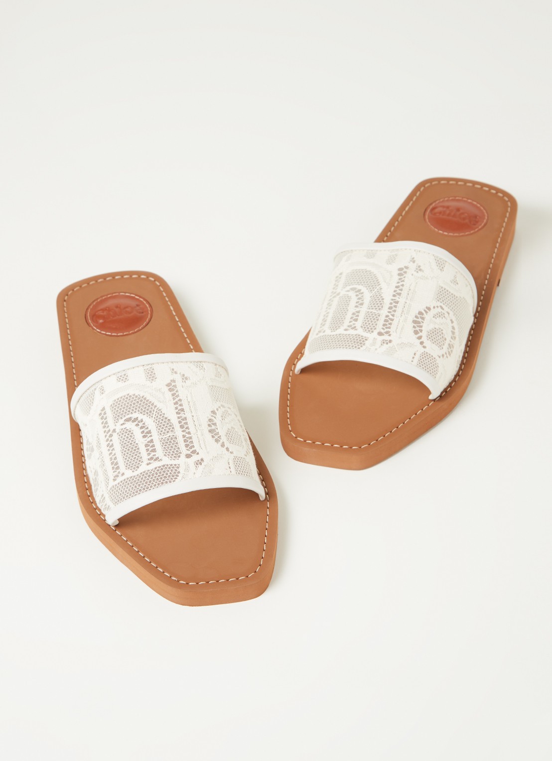 Chloé Woody slipper van kant - detail 2 beige
