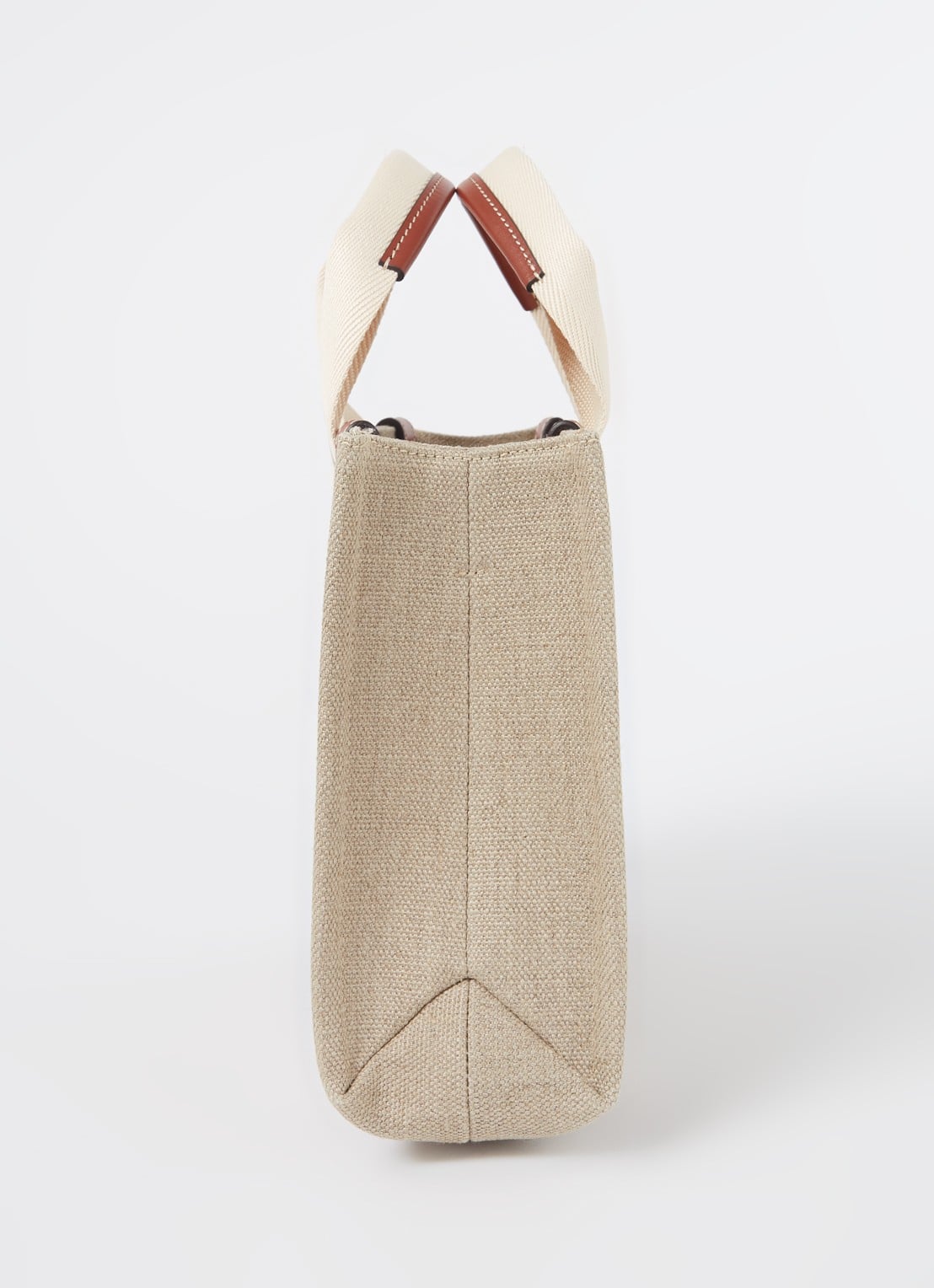 Chloé Woody Small handtas van linnen met kalfsleren details - detail 5 camel