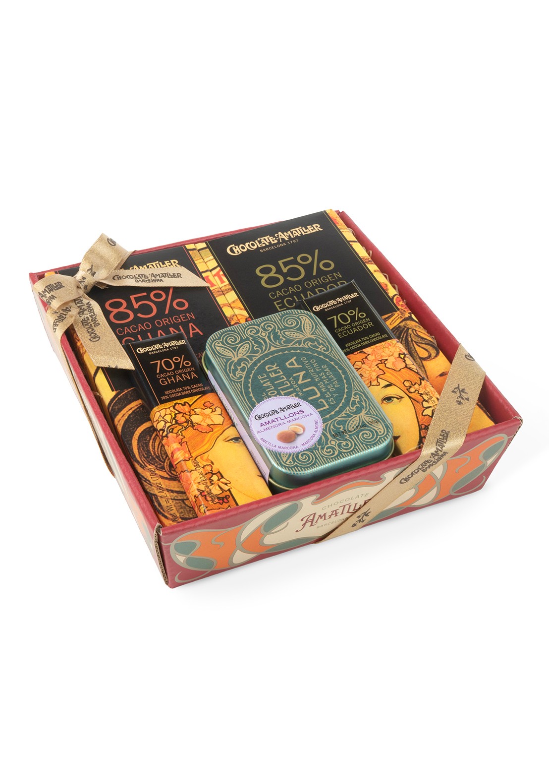 Chocolate Amatller Chocoladerepen in giftbox 211 gram - voorkant undefined