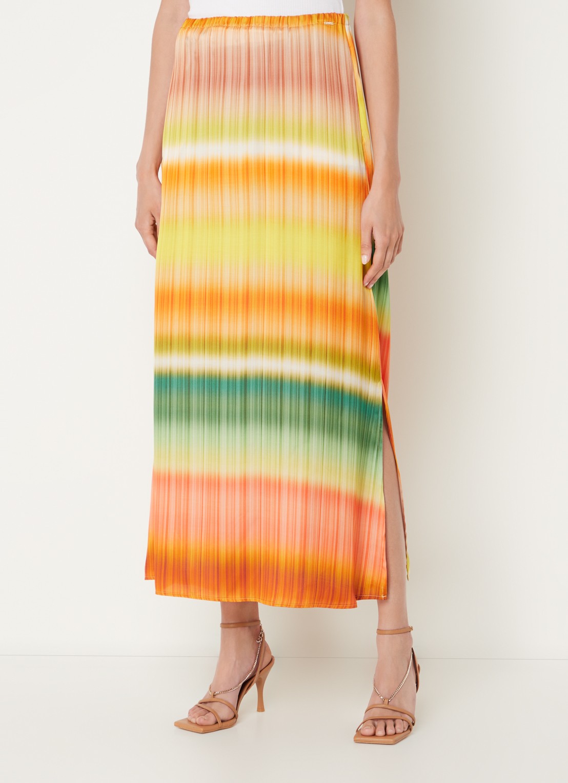 CINQUE Ciclassico midi rok met dip-dye dessin en steekzakken - detail 4 oranje