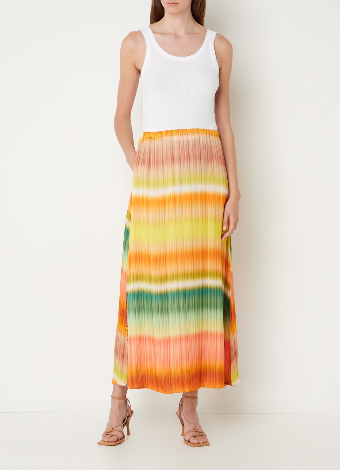 CINQUE Ciclassico midi rok met dip-dye dessin en steekzakken - voorkant 3 oranje