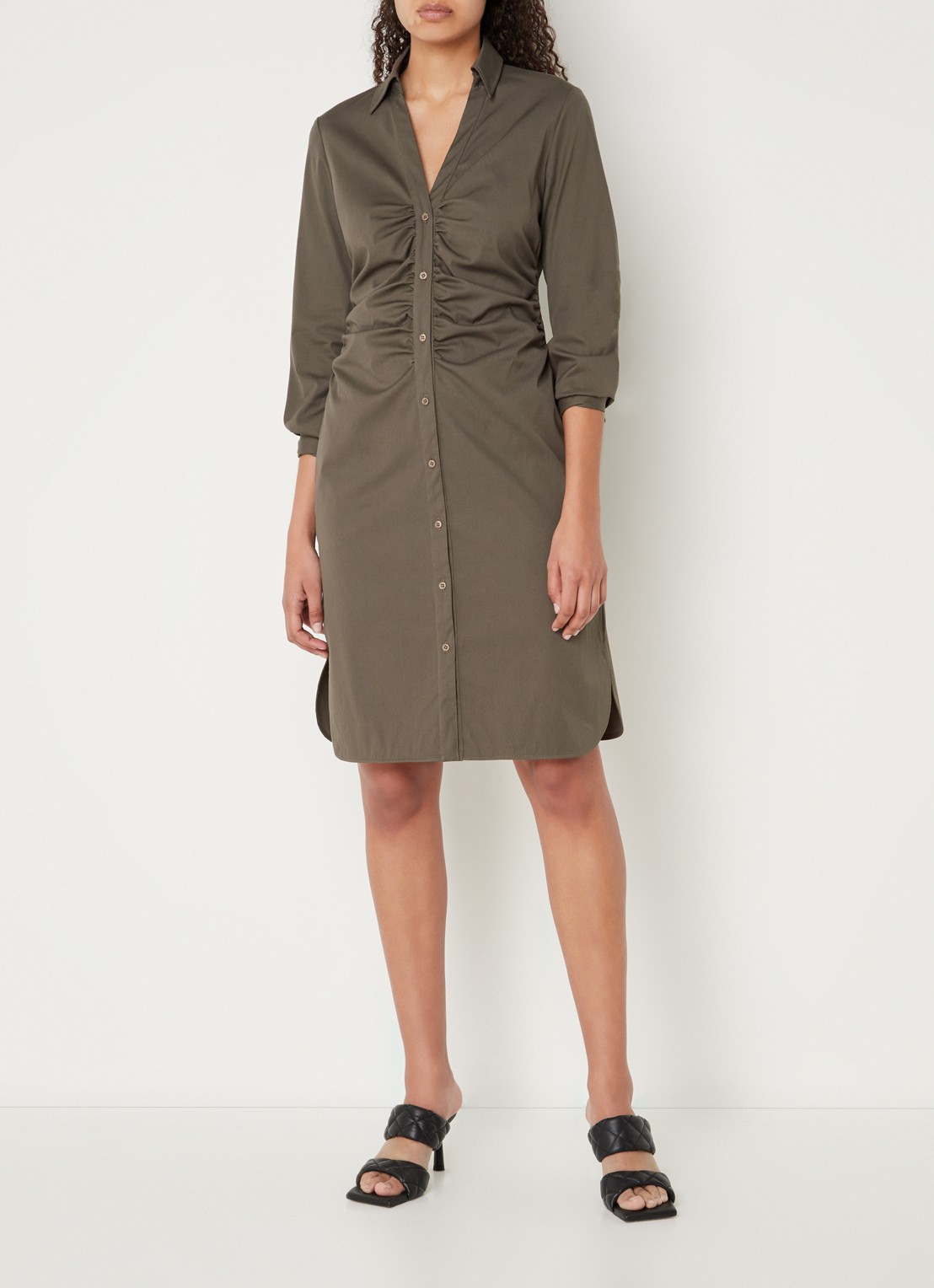 CINQUE Cidecio mini blousejurk met plooidetail en steekzakken - voorkant 3 donkergrijs