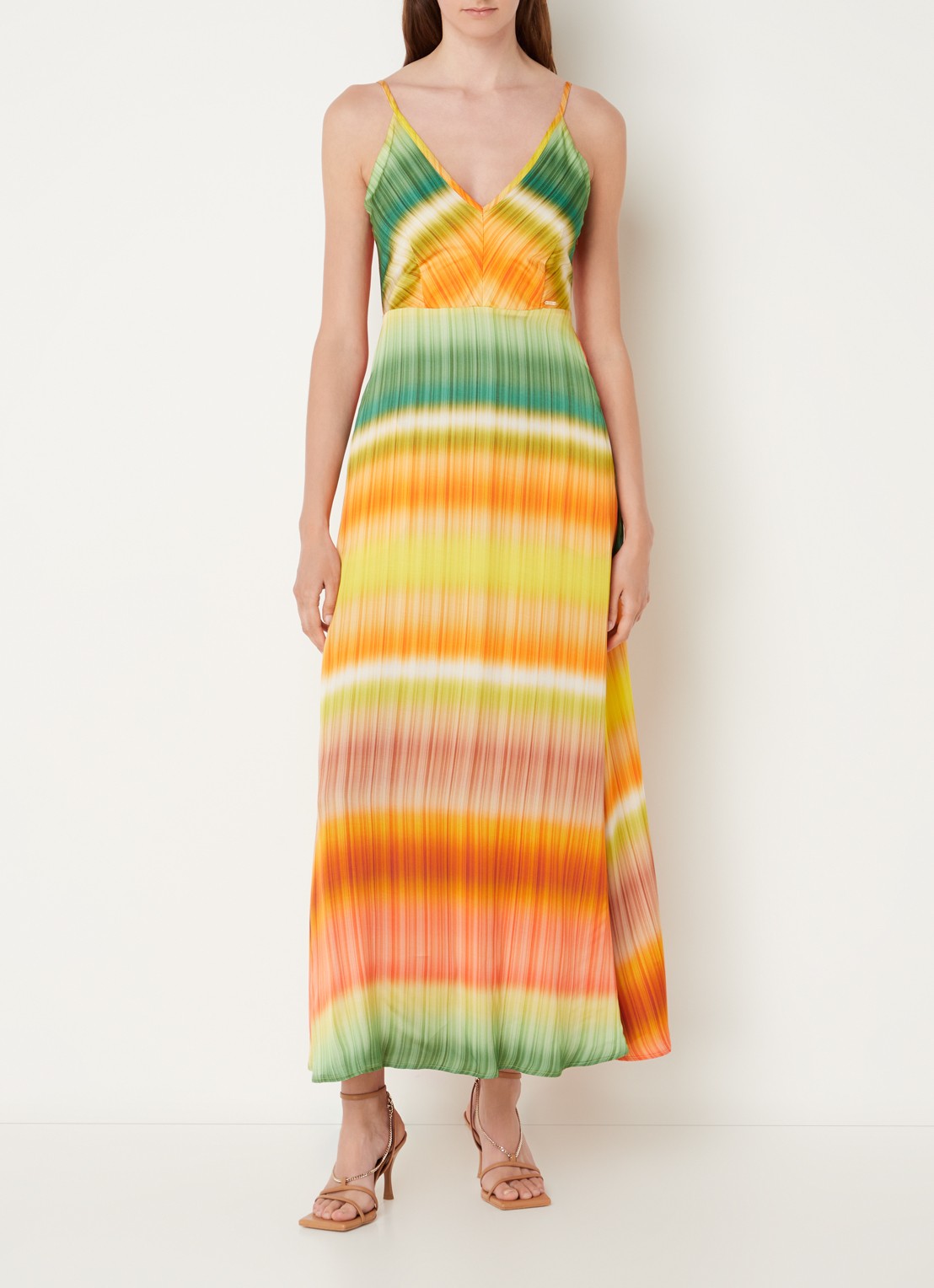 CINQUE Cidesano maxi jurk met dip-dye dessin - voorkant 4 oranje