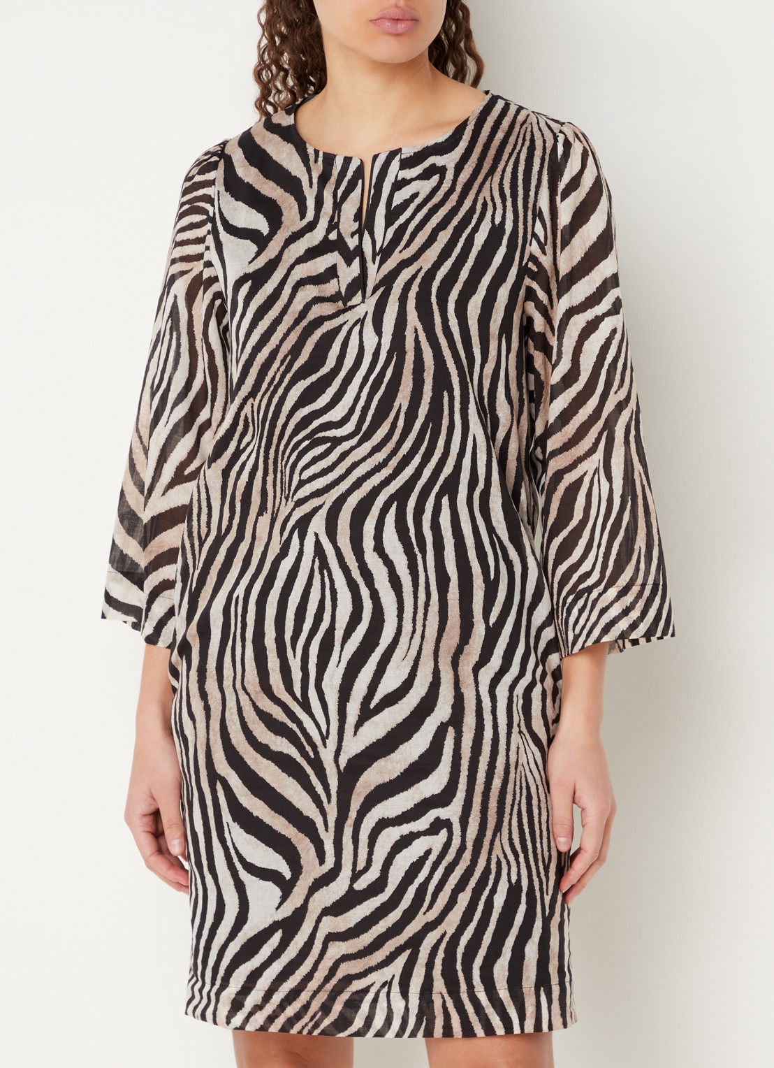 CINQUE Ciethno tuniekjurk met zebraprint - detail 3 zwart