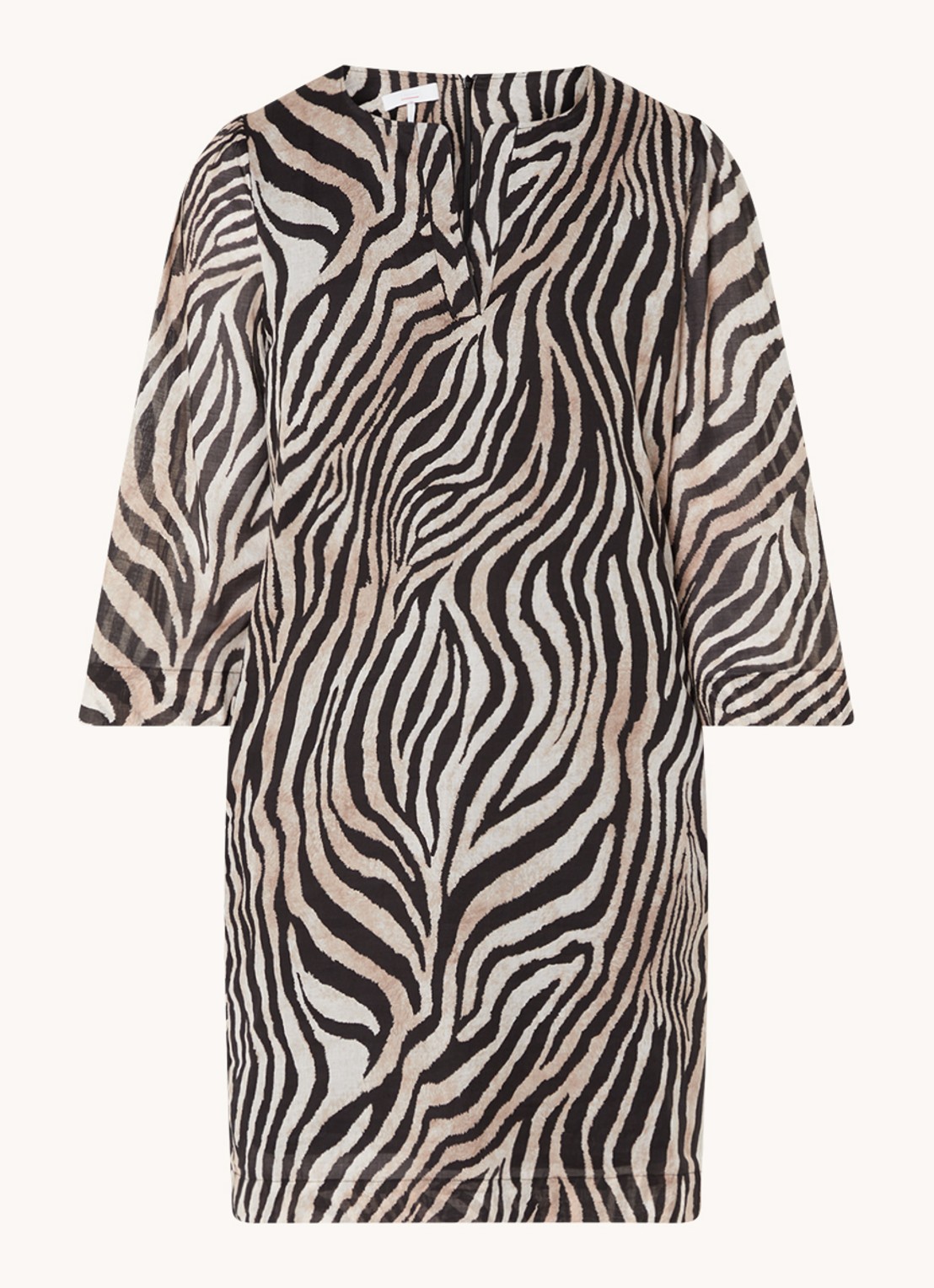 CINQUE Ciethno tuniekjurk met zebraprint - voorkant zwart