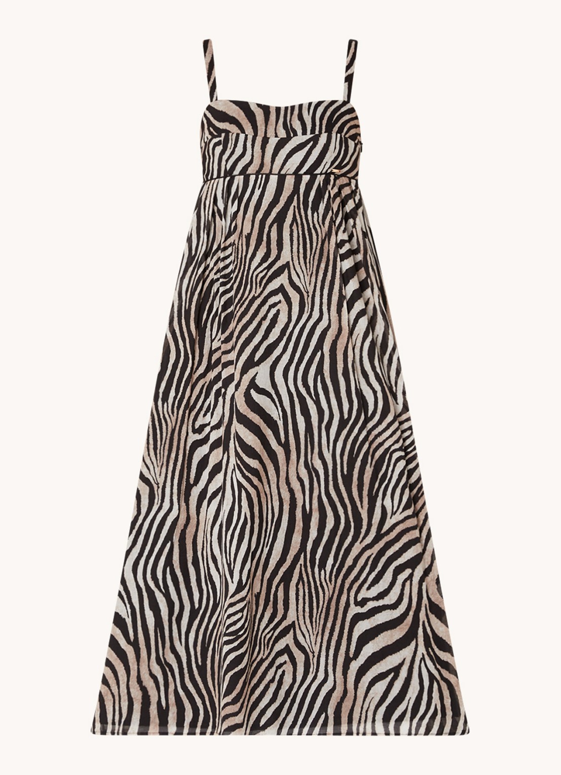 CINQUE Cietty midi jurk met zebraprint - voorkant lichtbruin