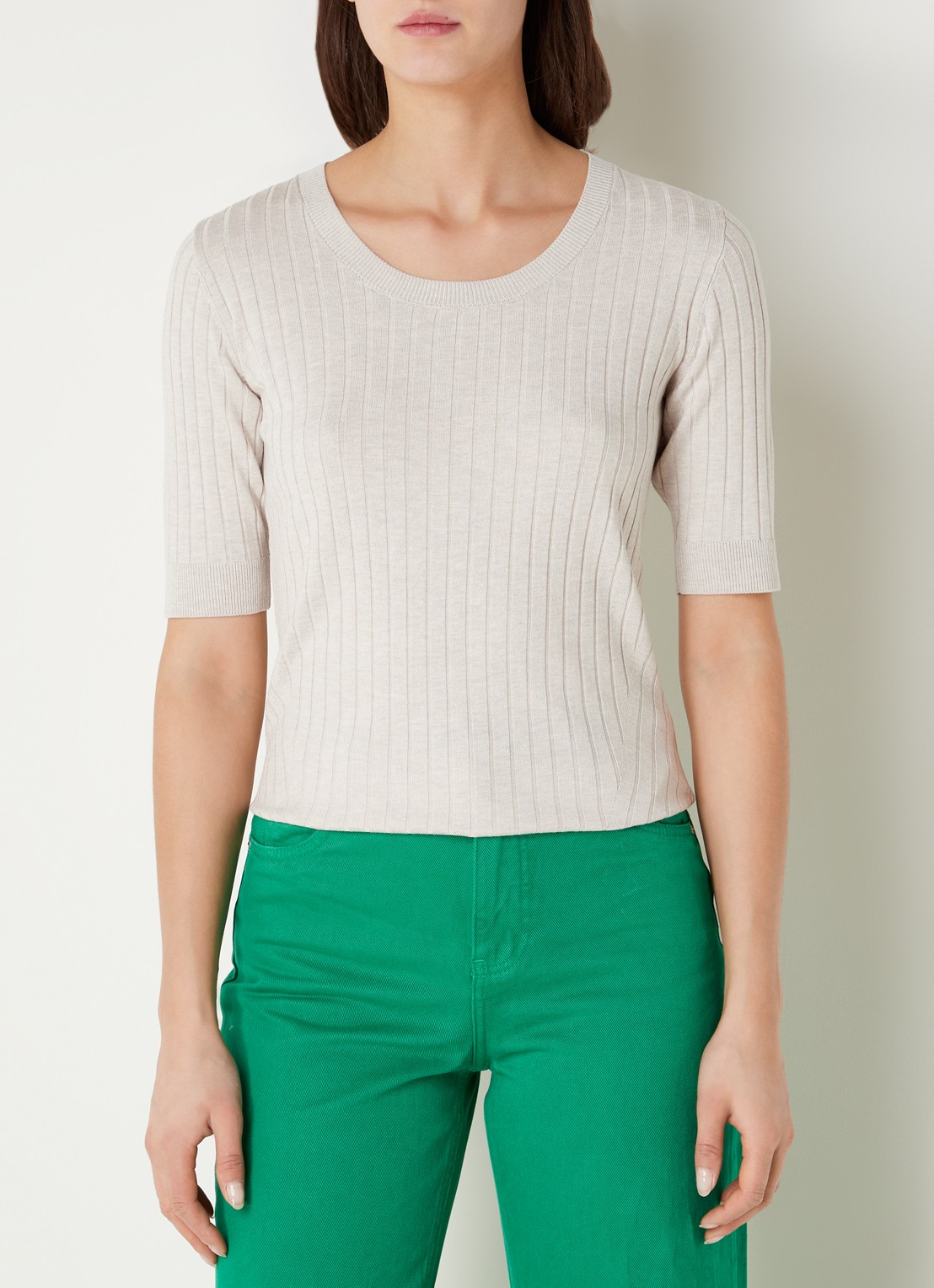 CINQUE Cigiulia top met ribstructuur - detail 3 creme